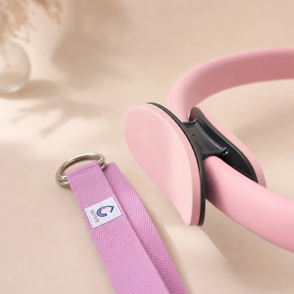 Kit Pilates 5 pièces avec anneau, ballon et bandes — Rose