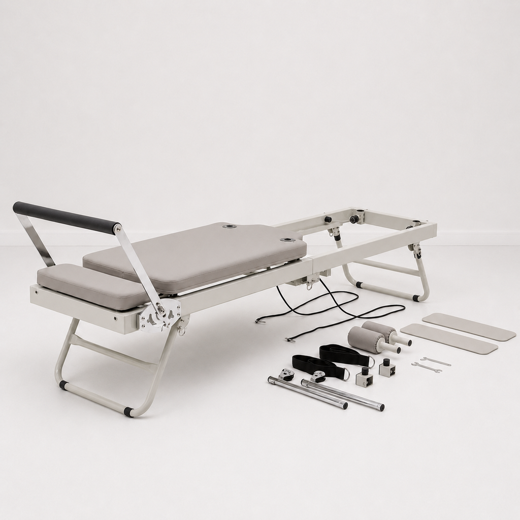 Reformer Pilates pliable Aluminium — Gris