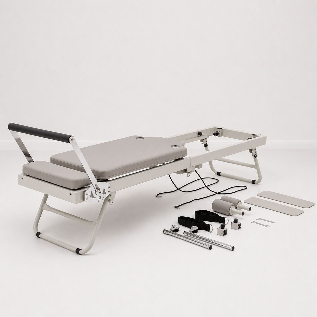 Reformer Pilates pliable Aluminium — Gris