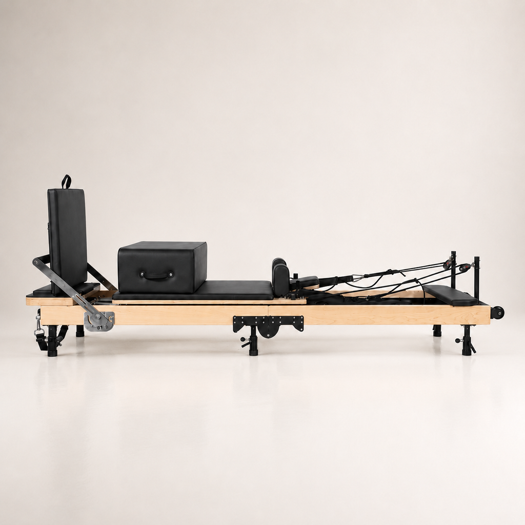Reformer Pilates Pliable en Chêne — Noir