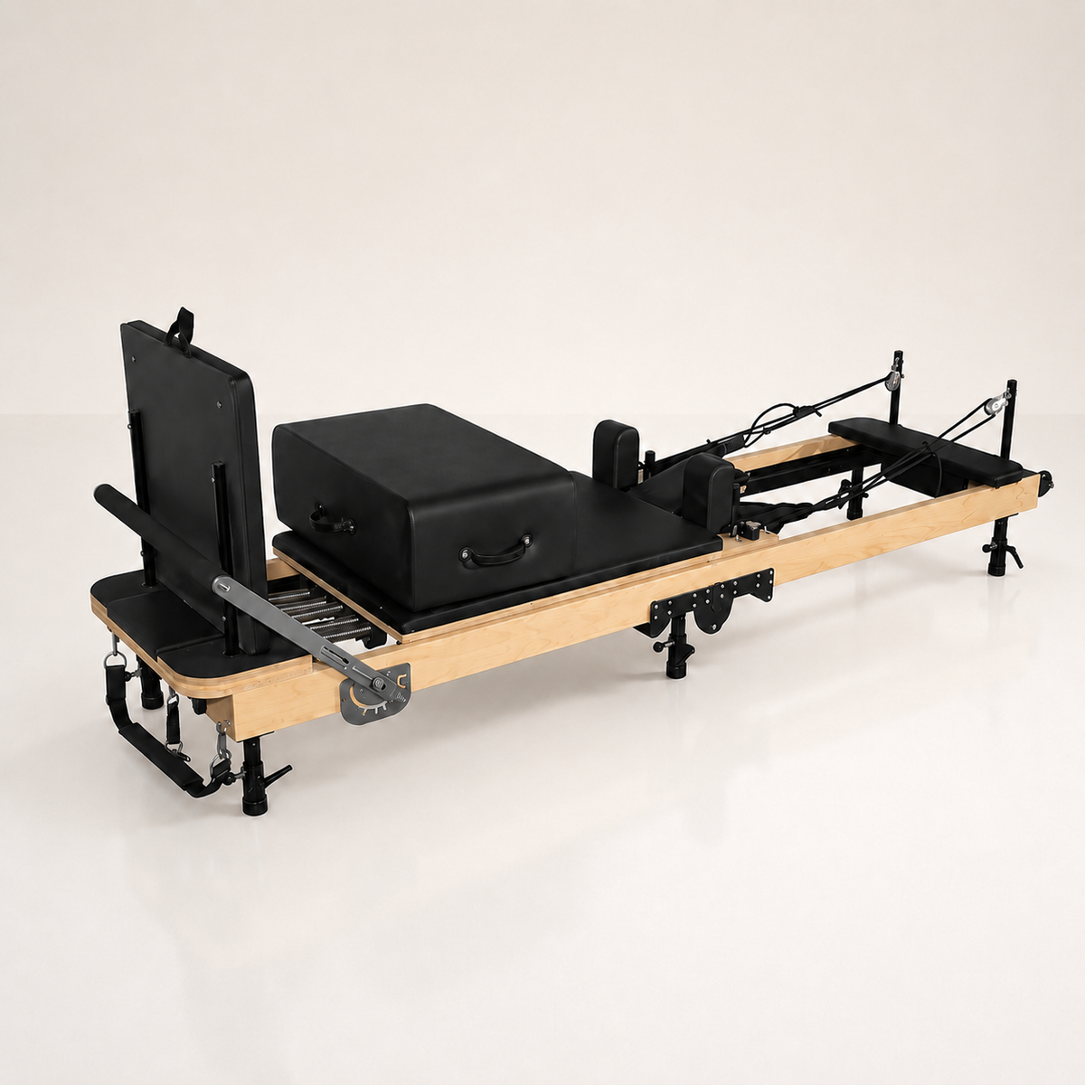 Reformer Pilates Pliable en Chêne — Noir