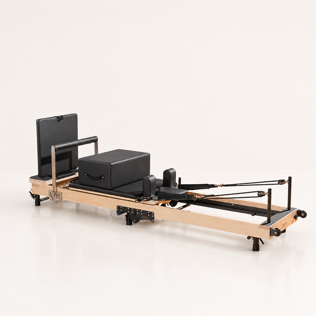 Reformer Pilates Pliable en Chêne — Noir