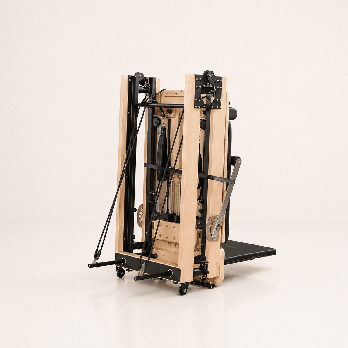 Reformer Pilates Pliable en Chêne — Noir