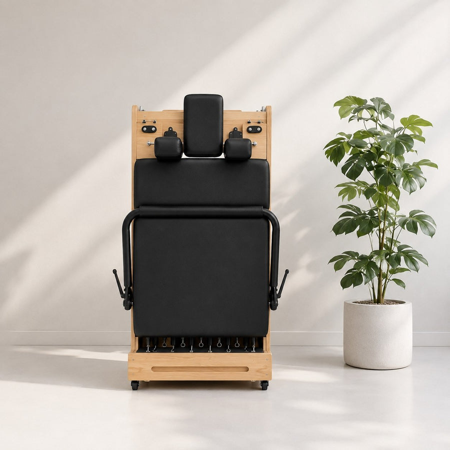 Reformer Pilates pliable en Bois massif — Noir