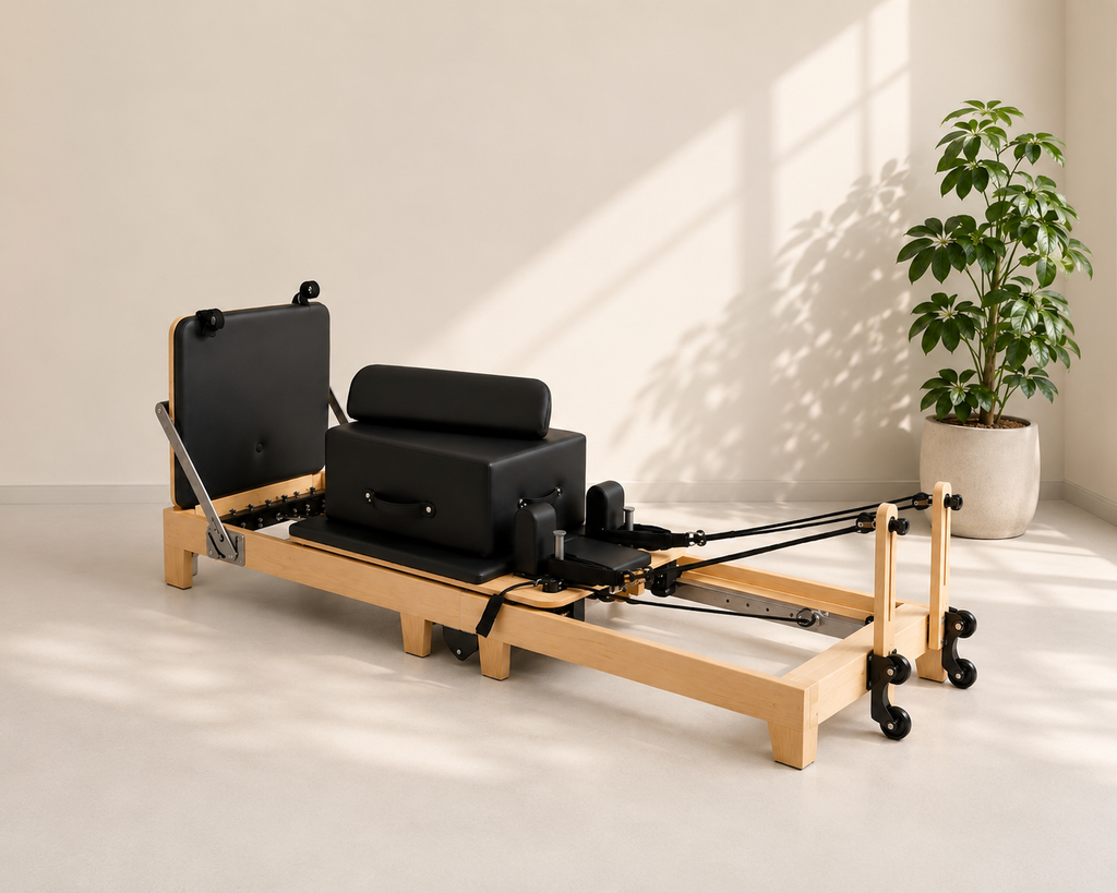 Reformer Pilates pliable en Bois massif — Noir