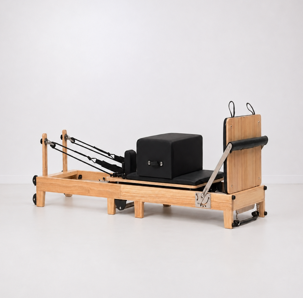 Reformer Pilates pliable en Bois massif — Noir