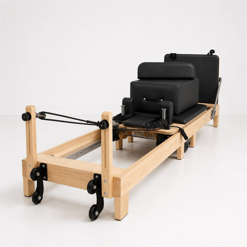 Reformer Pilates pliable en Bois massif — Noir