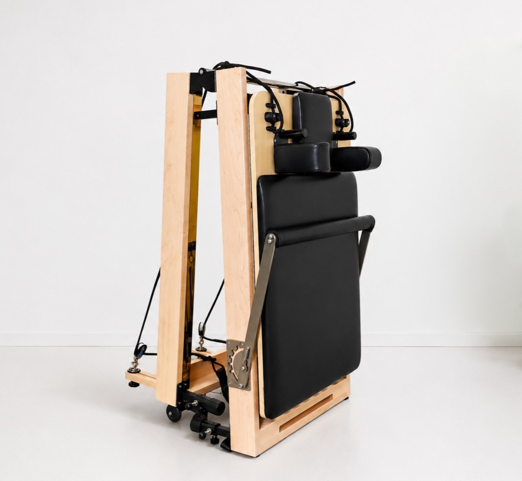 Reformer Pilates pliable en Bois massif — Noir