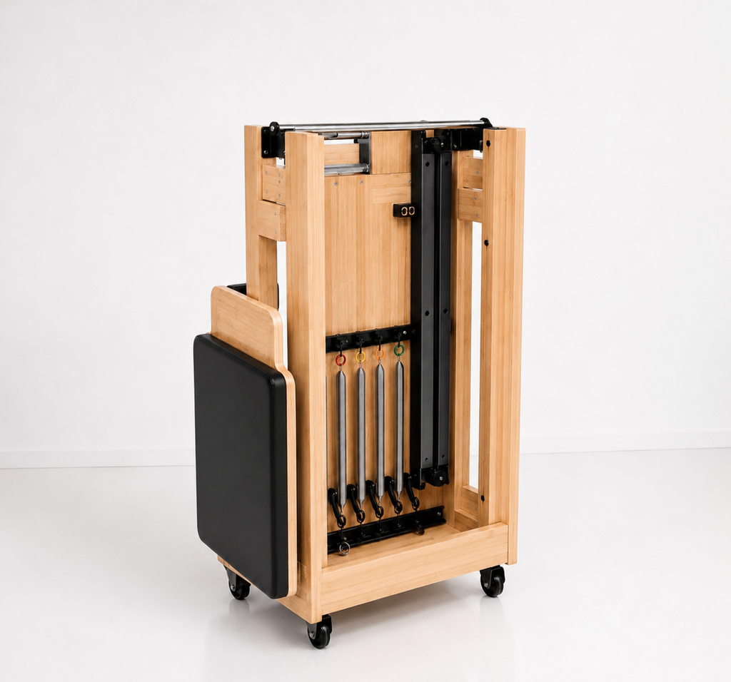 Reformer Pilates pliable en Bois massif — Noir