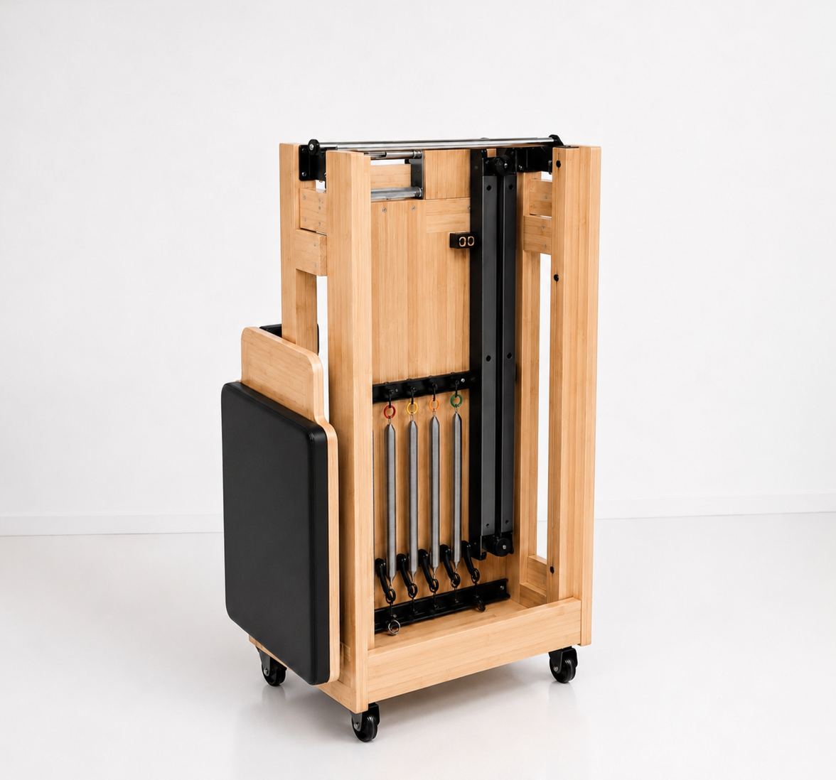 Reformer Pilates pliable en Bois massif — Noir