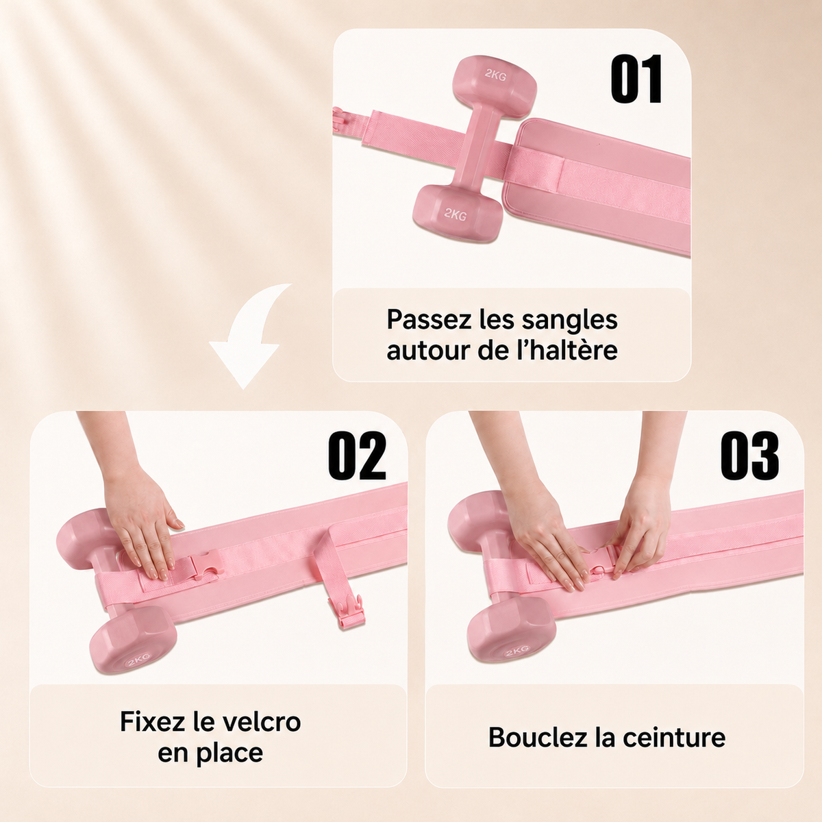 Ceinture lestée ajustable pour hip thrust — Rose