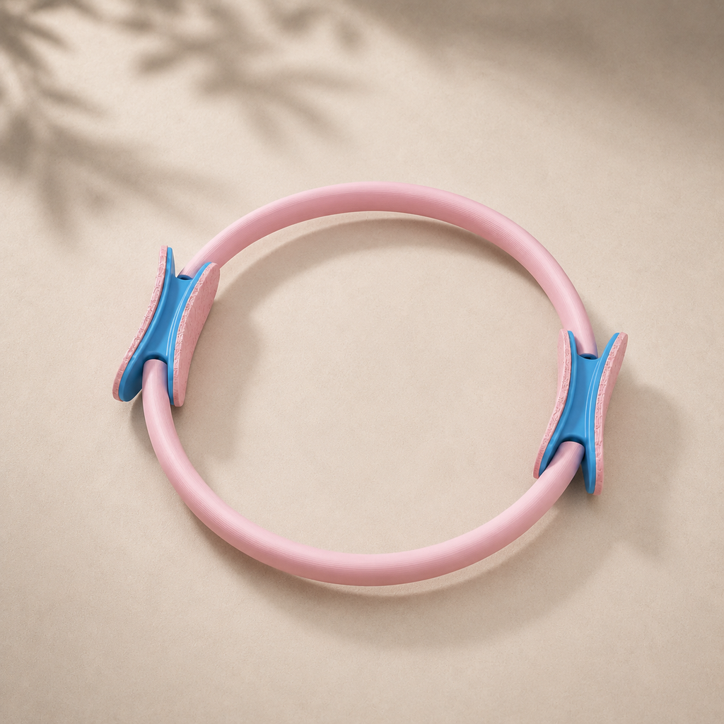 Anneau Pilates de résistance avec poignées rembourrées — Rose