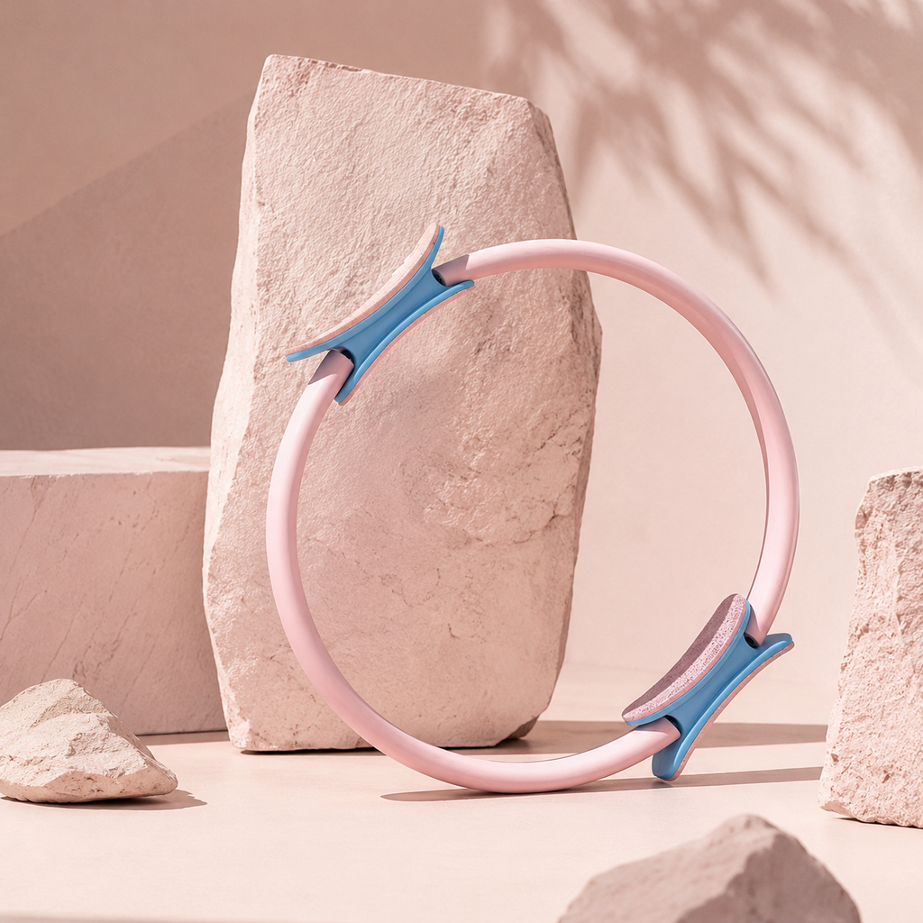 Anneau Pilates de résistance avec poignées rembourrées — Rose