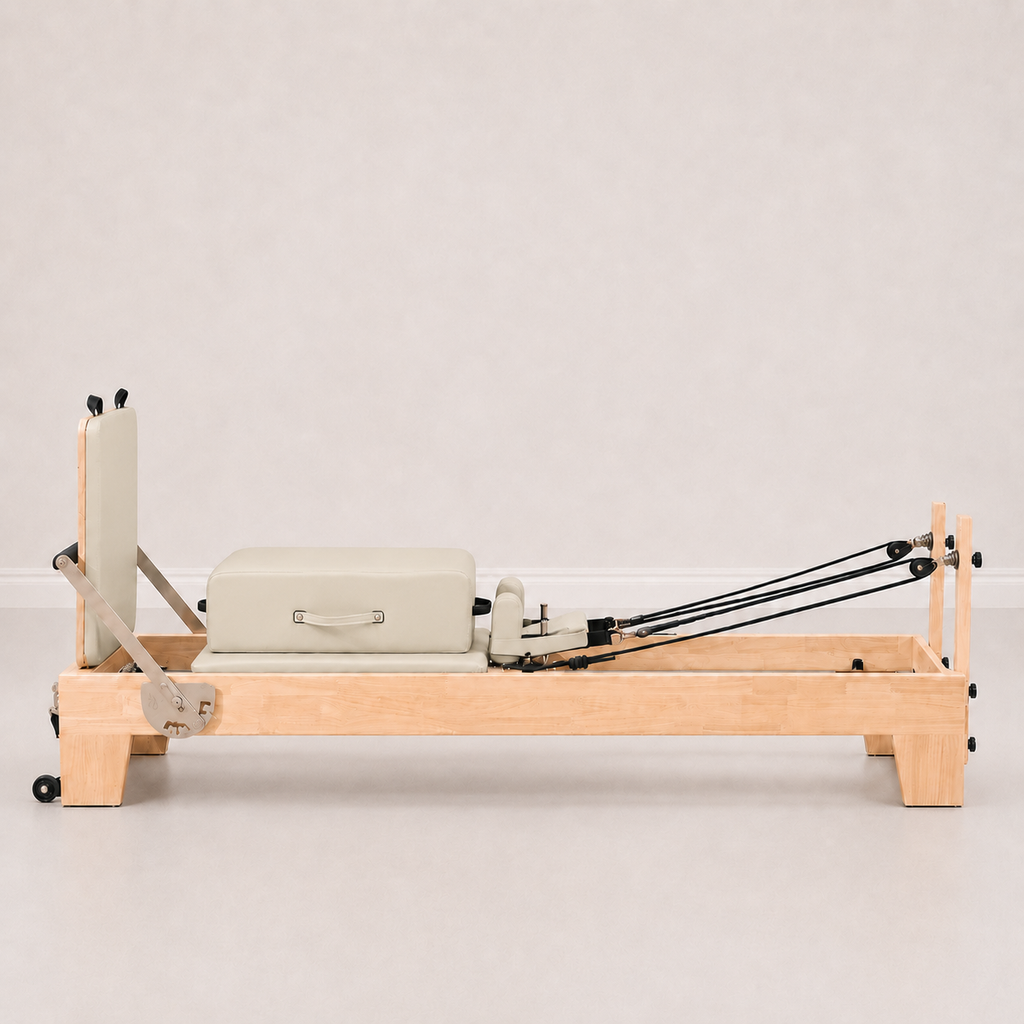 Reformer Pilates fixe en chêne beige — Piloria Classic