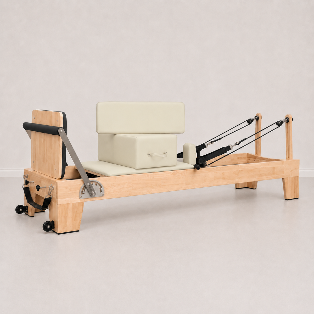 Reformer Pilates fixe en chêne beige — Piloria Classic