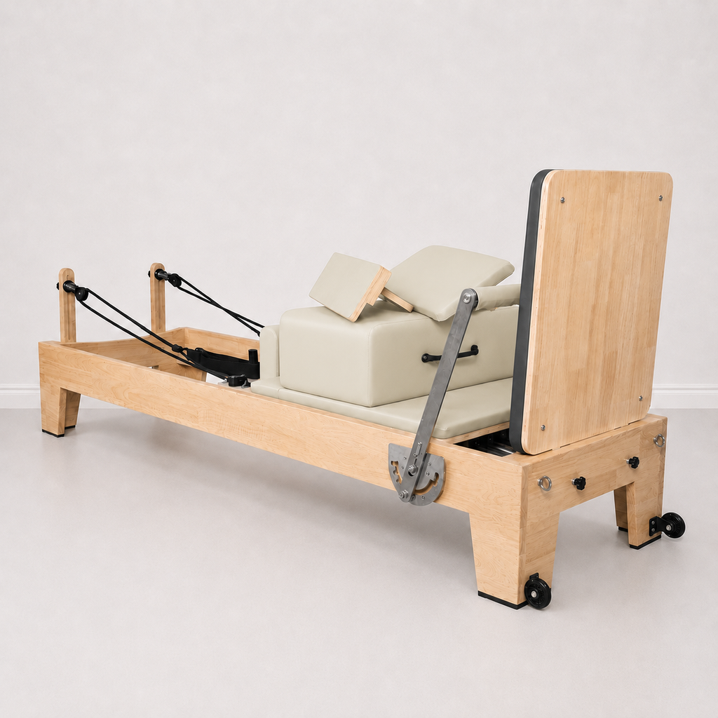 Reformer Pilates fixe en chêne beige — Piloria Classic