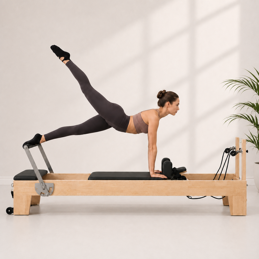 Reformer Pilates fixe en chêne Noir — Piloria Classic